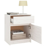 NNEVL Bedside Cabinet White 40x31x50 cm Solid Pinewood