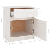 NNEVL Bedside Cabinet White 40x31x50 cm Solid Pinewood