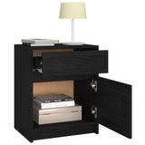 NNEVL Bedside Cabinet Black 40x31x50 cm Solid Pinewood