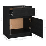 NNEVL Bedside Cabinet Black 40x31x50 cm Solid Pinewood