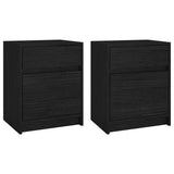 NNEVL Bedside Cabinets 2 pcs Black 40x31x50 cm Solid Pinewood