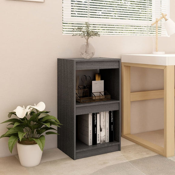 NNEVL Book Cabinet Grey 40x30x71.5 cm Solid Pinewood