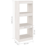 NNEVL Book Cabinet/Room Divider White 40x30x103.5 cm Solid Pinewood