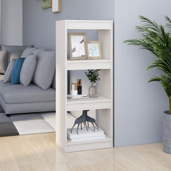 NNEVL Book Cabinet/Room Divider White 40x30x103.5 cm Solid Pinewood
