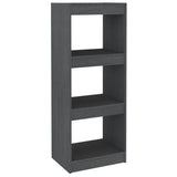 NNEVL Book Cabinet/Room Divider Grey 40x30x103.5 cm Solid Pinewood