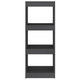 NNEVL Book Cabinet/Room Divider Grey 40x30x103.5 cm Solid Pinewood