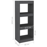 NNEVL Book Cabinet/Room Divider Grey 40x30x103.5 cm Solid Pinewood