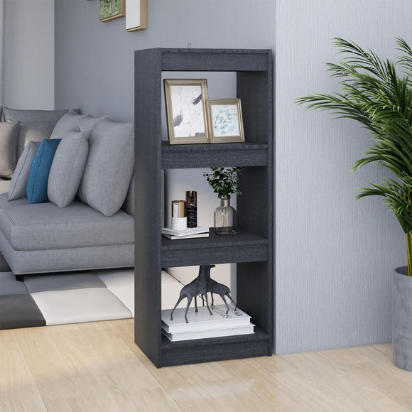 NNEVL Book Cabinet/Room Divider Grey 40x30x103.5 cm Solid Pinewood