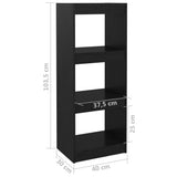 NNEVL Book Cabinet/Room Divider Black 40x30x103.5 cm Solid Pinewood