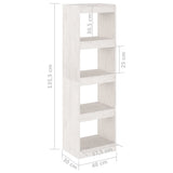 NNEVL Book Cabinet Room Divider White 40x30x135.5 cm Pinewood
