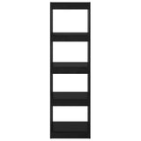 NNEVL Book Cabinet Room Divider Black 40x30x135.5 cm Pinewood