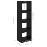NNEVL Book Cabinet Room Divider Black 40x30x135.5 cm Pinewood