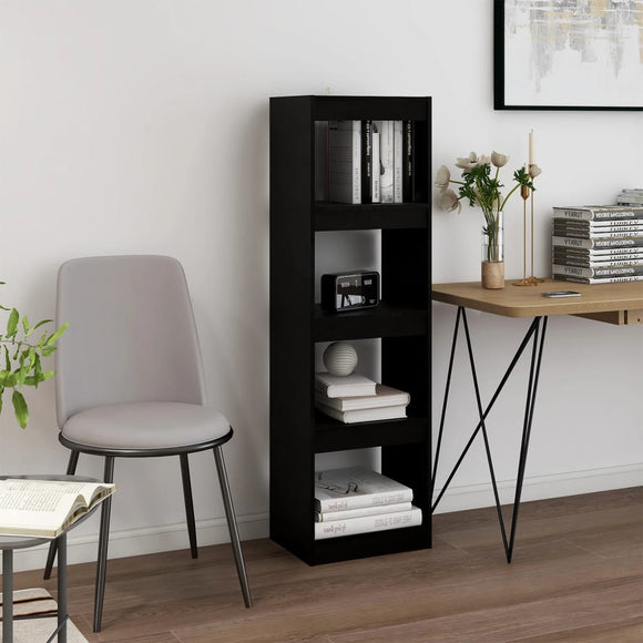 NNEVL Book Cabinet Room Divider Black 40x30x135.5 cm Pinewood