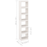 NNEVL Book Cabinet/Room Divider White 40x30x199 cm Solid Pinewood