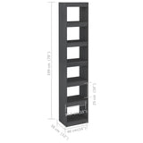 NNEVL Book Cabinet/Room Divider Grey 40x30x199 cm Solid Pinewood