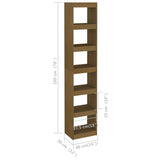NNEVL Book Cabinet/Room Divider Honey Brown Solid Pinewood