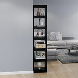 NNEVL Book Cabinet/Room Divider Black 40x30x199 cm Solid Pinewood