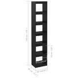 NNEVL Book Cabinet/Room Divider Black 40x30x199 cm Solid Pinewood