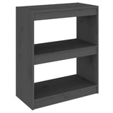 NNEVL Book Cabinet/Room Divider Grey 60x30x71.5 cm Solid Wood Pine