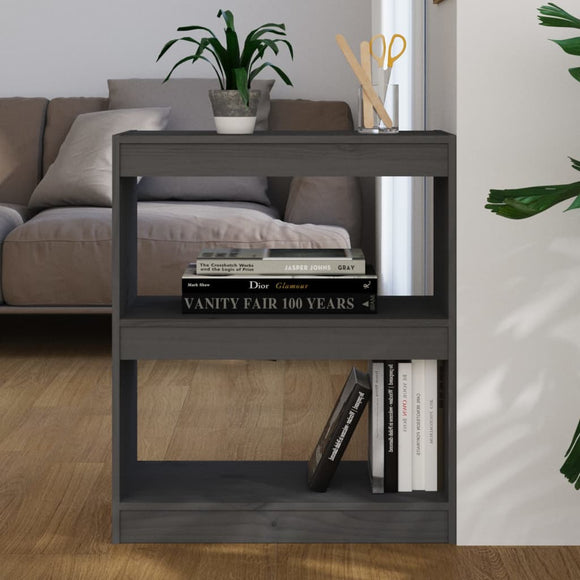 NNEVL Book Cabinet/Room Divider Grey 60x30x71.5 cm Solid Wood Pine
