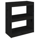 NNEVL Book Cabinet/Room Divider Black 60x30x71.5 cm Solid Wood Pine