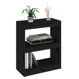 NNEVL Book Cabinet/Room Divider Black 60x30x71.5 cm Solid Wood Pine