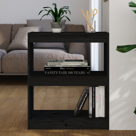 NNEVL Book Cabinet/Room Divider Black 60x30x71.5 cm Solid Wood Pine