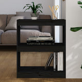 NNEVL Book Cabinet/Room Divider Black 60x30x71.5 cm Solid Wood Pine