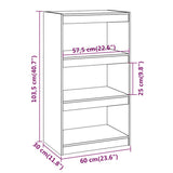 NNEVL Book Cabinet/Room Divider 60x30x103.5 cm Solid Wood Pine
