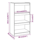 NNEVL Book Cabinet/Room Divider White 60x30x103.5 cm Solid Wood Pine