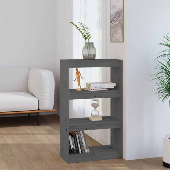 NNEVL Book Cabinet/Room Divider Grey 60x30x103.5 cm Solid Wood Pine