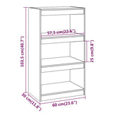 NNEVL Book Cabinet/Room Divider Honey Brown 60x30x103.5 cm Wood Pine