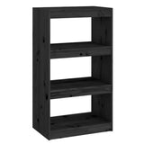 NNEVL Book Cabinet/Room Divider Black 60x30x103.5 cm Solid Wood Pine