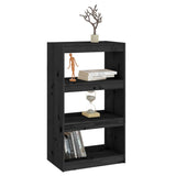 NNEVL Book Cabinet/Room Divider Black 60x30x103.5 cm Solid Wood Pine