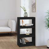 NNEVL Book Cabinet/Room Divider Black 60x30x103.5 cm Solid Wood Pine