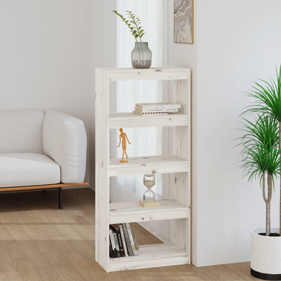 NNEVL Book Cabinet/Room Divider White 60x30x135.5 cm Solid Wood Pine