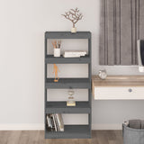 NNEVL Book Cabinet/Room Divider Grey 60x30x135.5 cm Solid Wood Pine