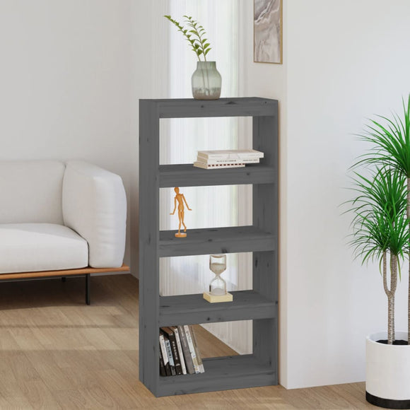 NNEVL Book Cabinet/Room Divider Grey 60x30x135.5 cm Solid Wood Pine
