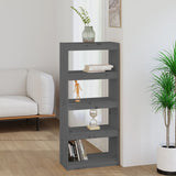 NNEVL Book Cabinet/Room Divider Grey 60x30x135.5 cm Solid Wood Pine