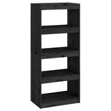 NNEVL Book Cabinet/Room Divider Black 60x30x135.5 cm Solid Wood Pine