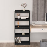 NNEVL Book Cabinet/Room Divider Black 60x30x135.5 cm Solid Wood Pine
