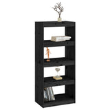 NNEVL Book Cabinet/Room Divider Black 60x30x135.5 cm Solid Wood Pine