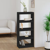 NNEVL Book Cabinet/Room Divider Black 60x30x135.5 cm Solid Wood Pine