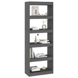 NNEVL Book Cabinet/Room Divider Grey 60x30x167.5 cm Solid Wood Pine