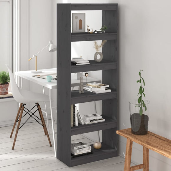 NNEVL Book Cabinet/Room Divider Grey 60x30x167.5 cm Solid Wood Pine