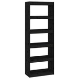 NNEVL Book Cabinet/Room Divider Black 60x30x167.5 cm Solid Wood Pine