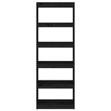 NNEVL Book Cabinet/Room Divider Black 60x30x167.5 cm Solid Wood Pine