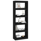 NNEVL Book Cabinet/Room Divider Black 60x30x167.5 cm Solid Wood Pine