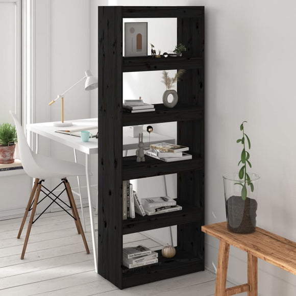 NNEVL Book Cabinet/Room Divider Black 60x30x167.5 cm Solid Wood Pine