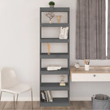 NNEVL Book Cabinet/Room Divider Grey 60x30x199.5 cm Solid Wood Pine